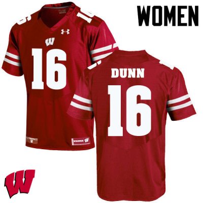 Women's Wisconsin Badgers NCAA #16 Jack Dunn Red Authentic Under Armour Stitched College Football Jersey IQ31Q31PV